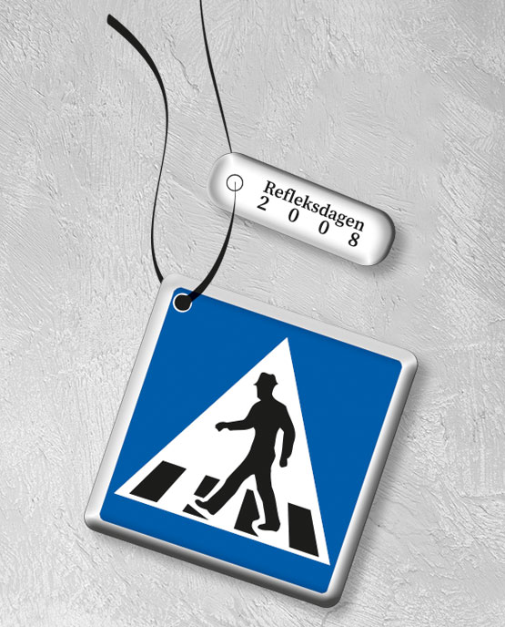 Hengerefleks Gåmann var Trygg Trafikk sin hengerefleks til Refleksdagen 2008. Leveres med tag Trygg Trafikk og Refleksdagen 2008